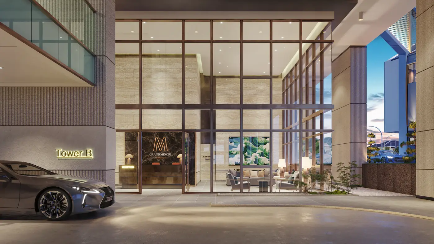 Tower B arrival drop-off and residents' lobby at M Grand Minori